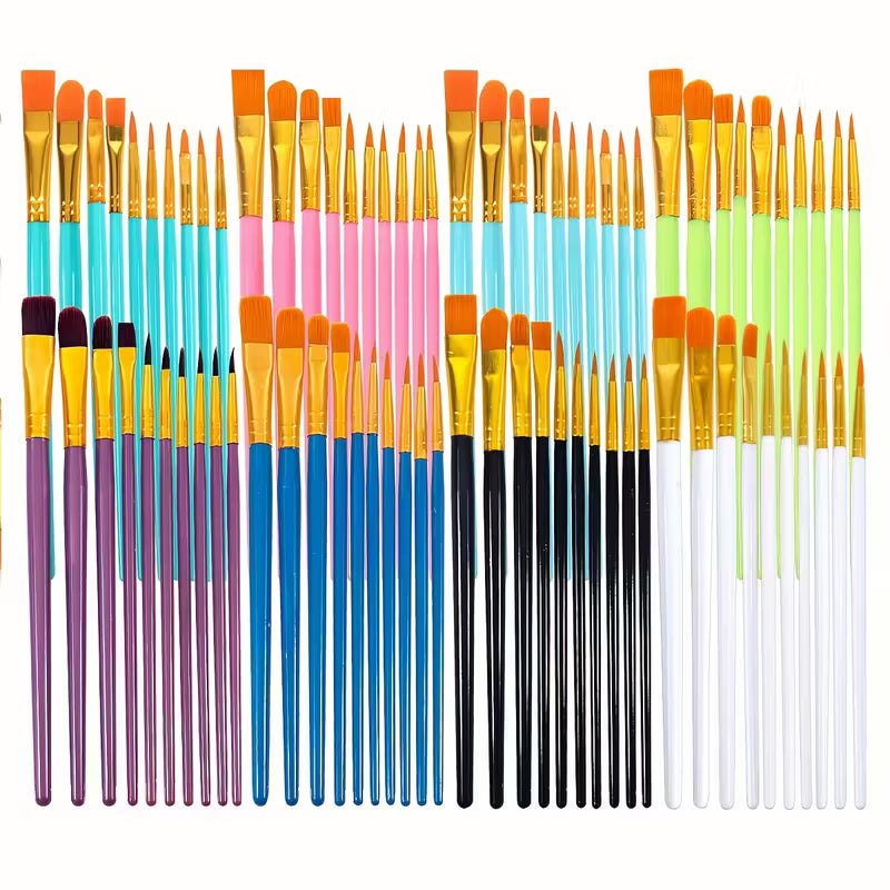 Nylon Artist Brushes for Acrylic, Watercolor, Oil Painting - set of 10