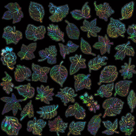 Holographic Sticker Pack – Flowers, Leaves & Boho Designs - 25 Pieces